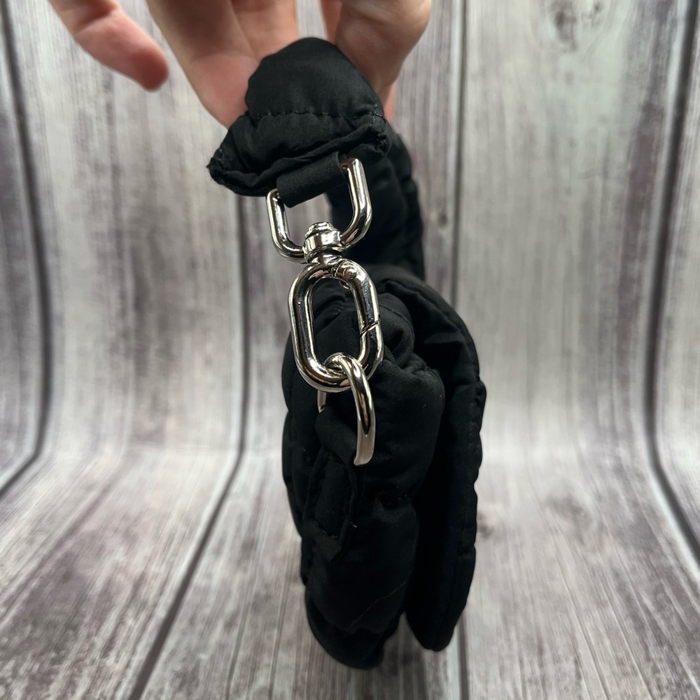 NEW Micro Mini Puffer Bag Charm Wristlet Clutch Puff Padded Quilted Black - Picture 10 of 16